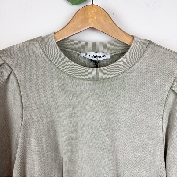 En Saison NWT Aislin Sweatshirt Mini Dress in Sage Size Small - Picture 4 of 8